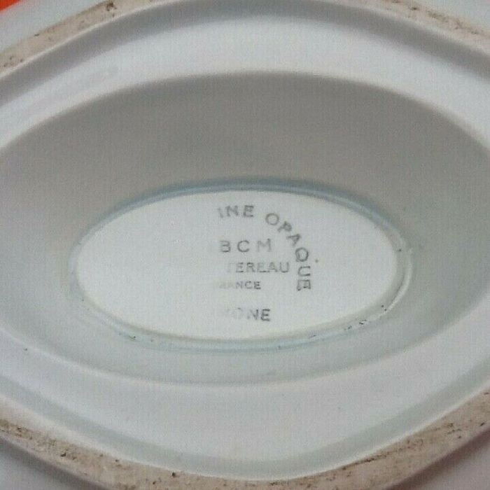 Saucière sur dormant ancienne Décor floral Faïence HBCM - photo numéro 8