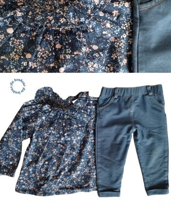 18 mois ensemble blouse tape a l'oeil et pantalon kiabi