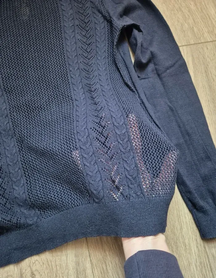Pull bleu marine crochet mango - photo numéro 3