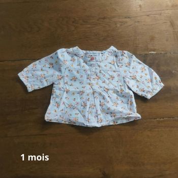 Blouse fille rose fleurs 1 mois