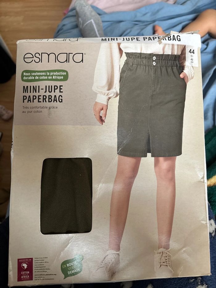 Mini jupe paperbag kaki
