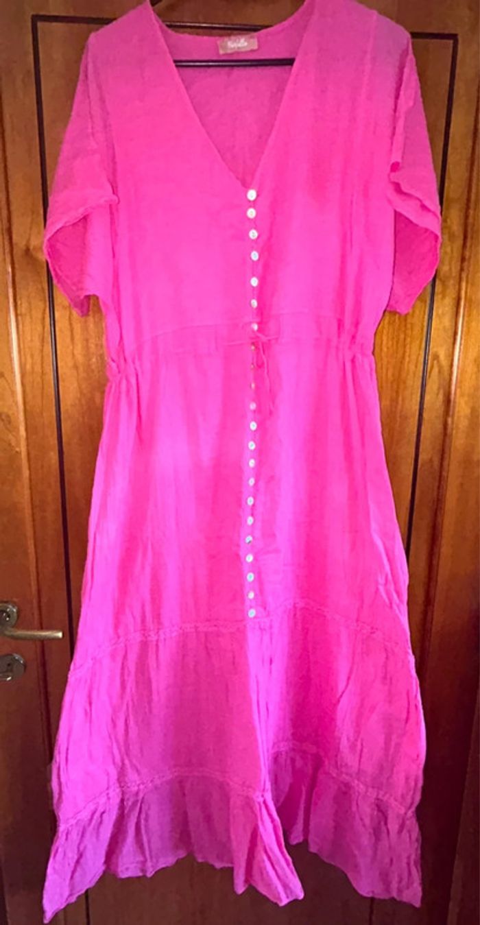 Longue robe rose été taille unique Farfalla