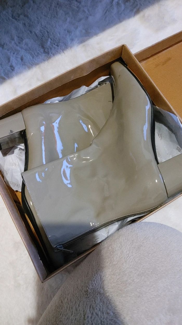 Bottines en cuir 100 % Jonak couleur kaki très bon état - photo numéro 6