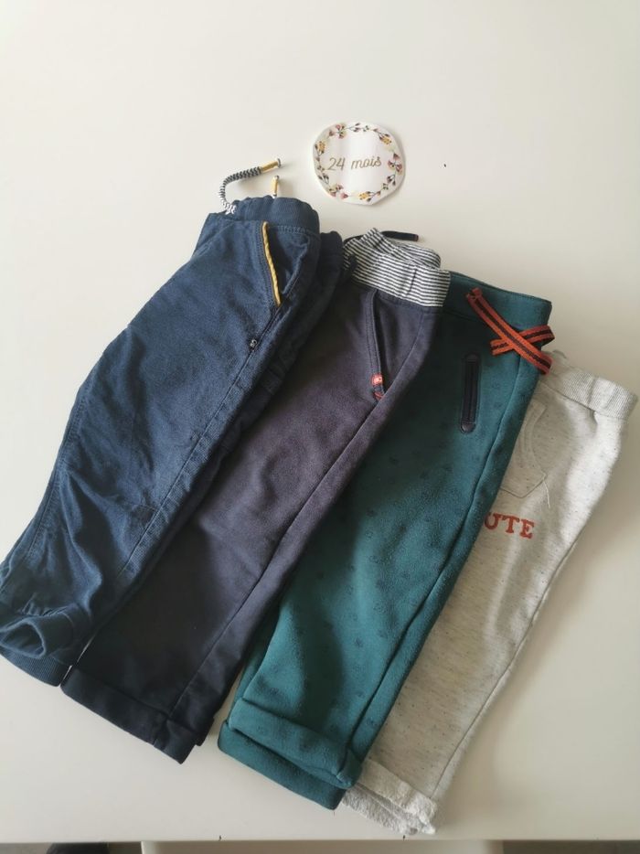 Lot de 4 pantalons bébé garçon 24mois obaibi et in extenso tbe