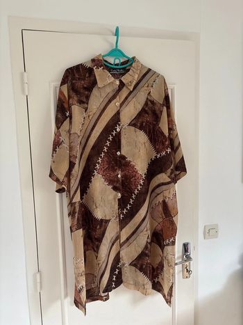 Chemisier long Lady Belle t.5 marron & beige