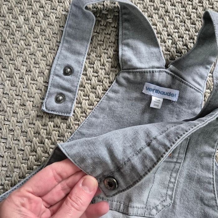 Salopette courte en jean gris mixte - 3 ans - photo numéro 6