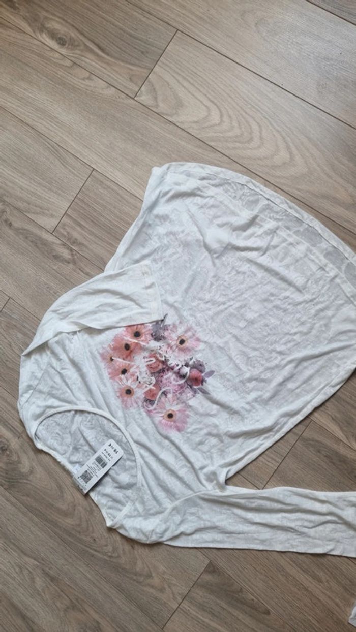 Haut tee shirt blanc neuf étiquette T4 40 42 L - photo numéro 3