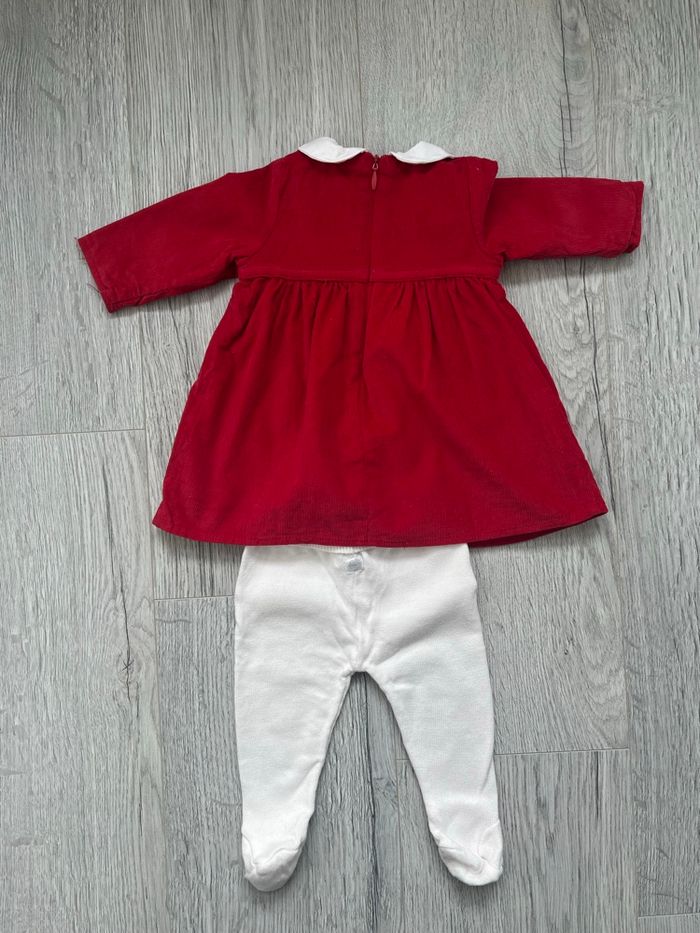 Robe velours rouge + collant assorti – 1 mois 🎀 - photo numéro 3