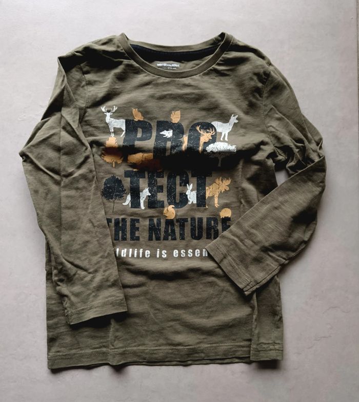Tee shirt manches longues vertbaudet 6 ans animaux de la forêt protect nature