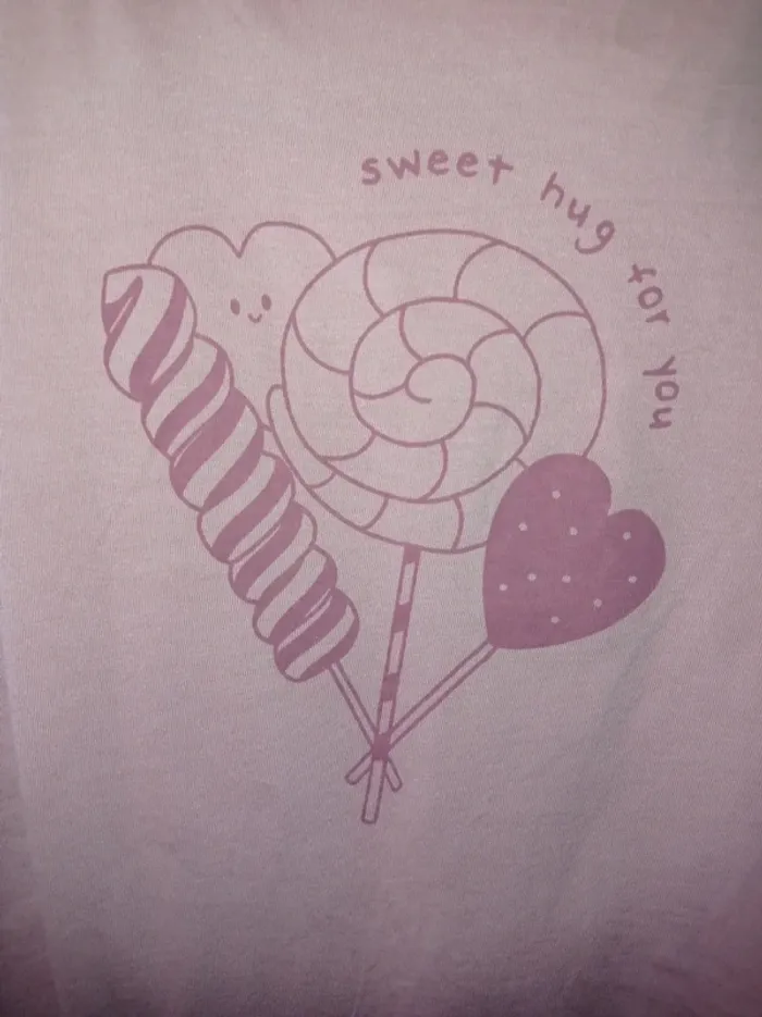 T-shirt manche longue rose motifs bonbons - photo numéro 2