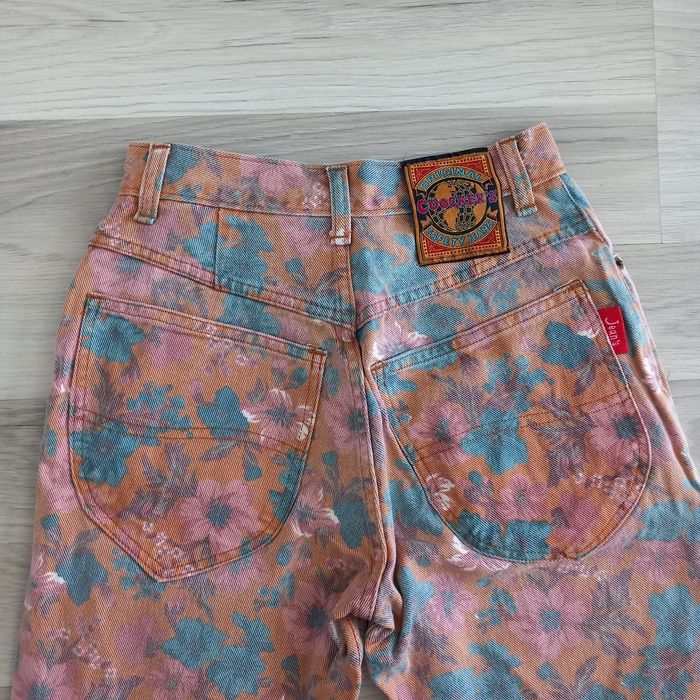 Jean femme beige imprimé à fleurs Safety jean taille 38 - photo numéro 7