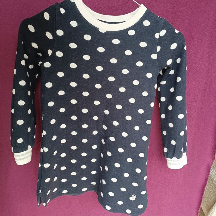 Robe Petit Bateau 6 ans noire à pois blanc