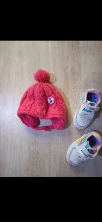 Bonnet en laine, rose fille, obaibi 1/2 ans