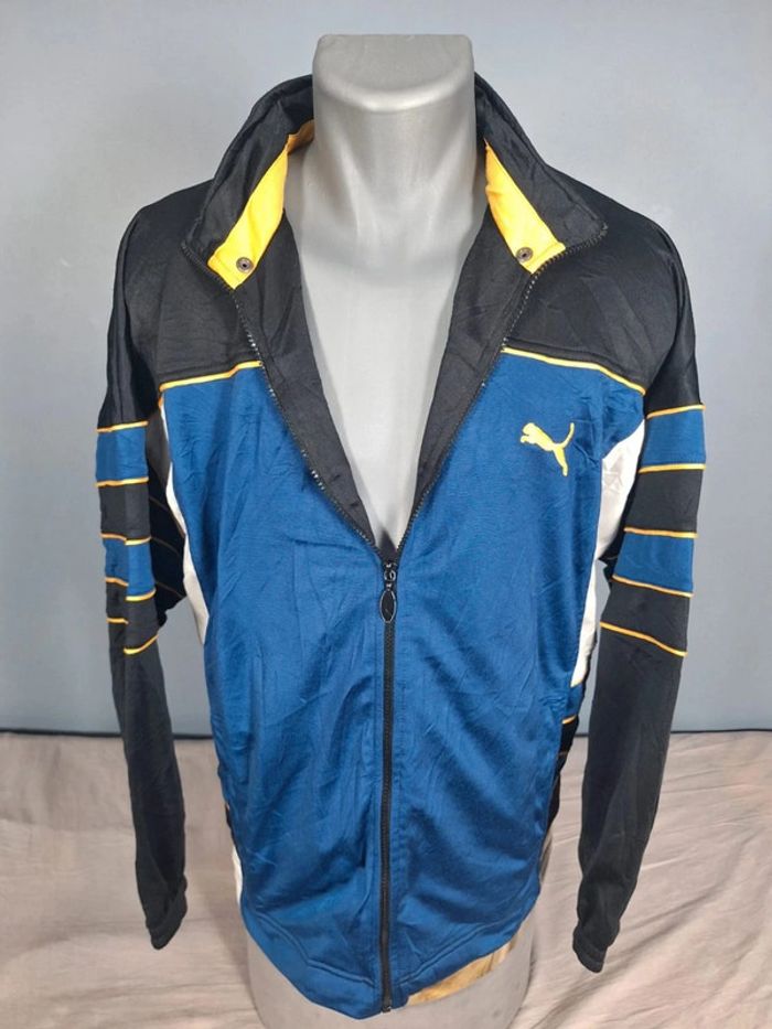 Veste Puma vintage M/L bleu noir jaune logo brodé rétro 90s - photo numéro 7