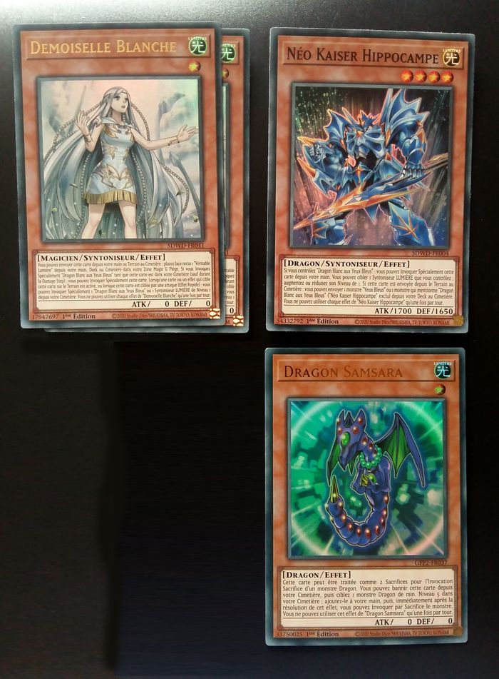 Yu-Gi-Oh Lot cartes Base Deck Dragon Blanc Primite - 1ère Édition FR - photo numéro 2