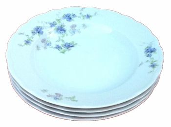 4 assiettes creuses Porcelaine blanche décor floral Porcelaine Ancap Sona Verona Italie