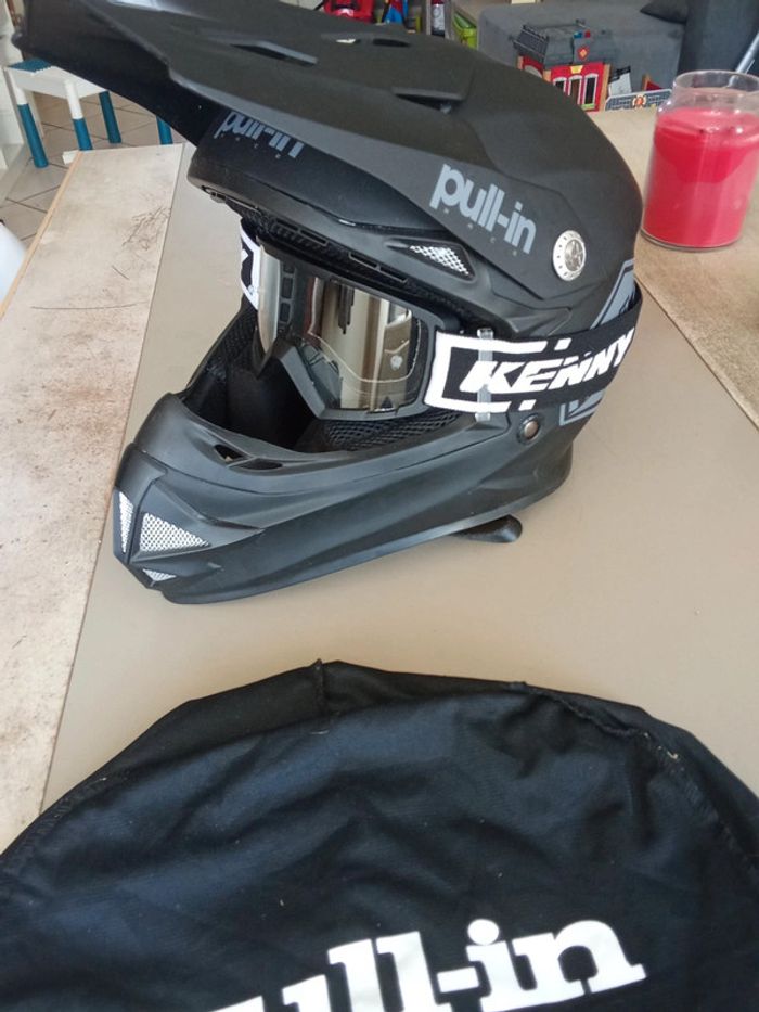 Casque moto enfant pull in race YM 50-51cm avec lunettes kenny - photo numéro 6