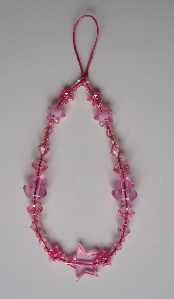 Cordon bracelet déco pour portable canard rose fuchsia 2