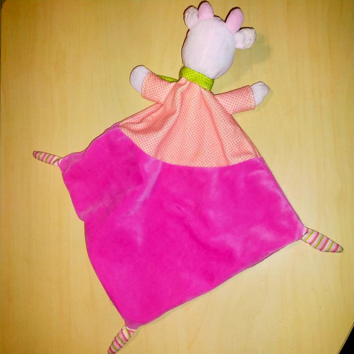 Doudou vache plat en losange rose Mots d'enfant - photo numéro 3