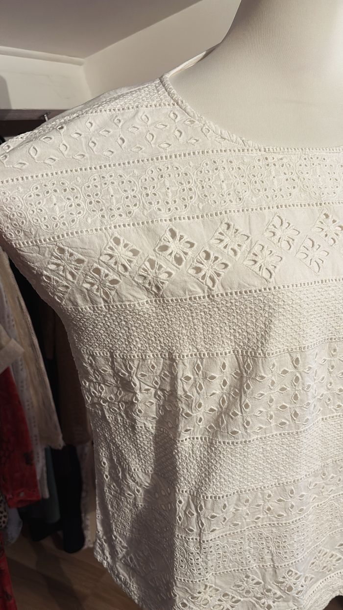 Tee shirt blanc bi matière Boutique Indépendante T46/48 - photo numéro 2