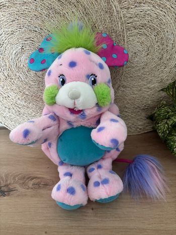 Vintage peluche popples polka dottie rose pois violet 