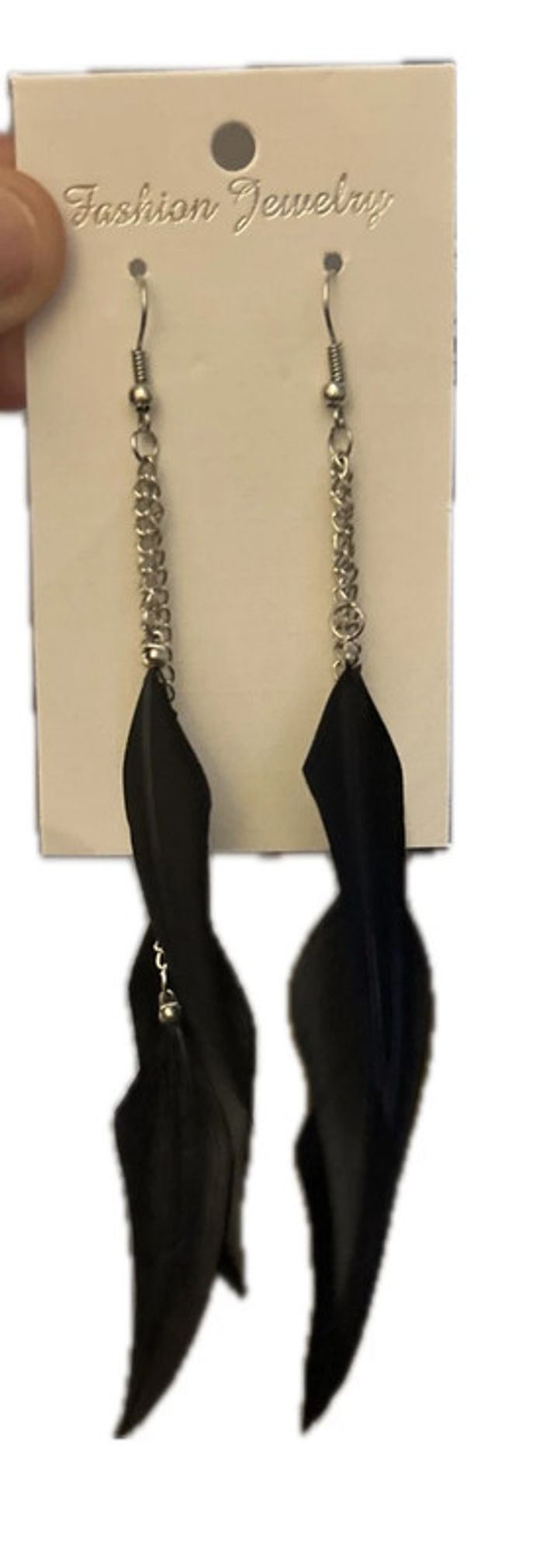 Boucles d’oreilles plumes noires, pendantes neuves