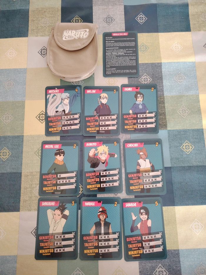 Lot cartes Boruto et pochette Naruto