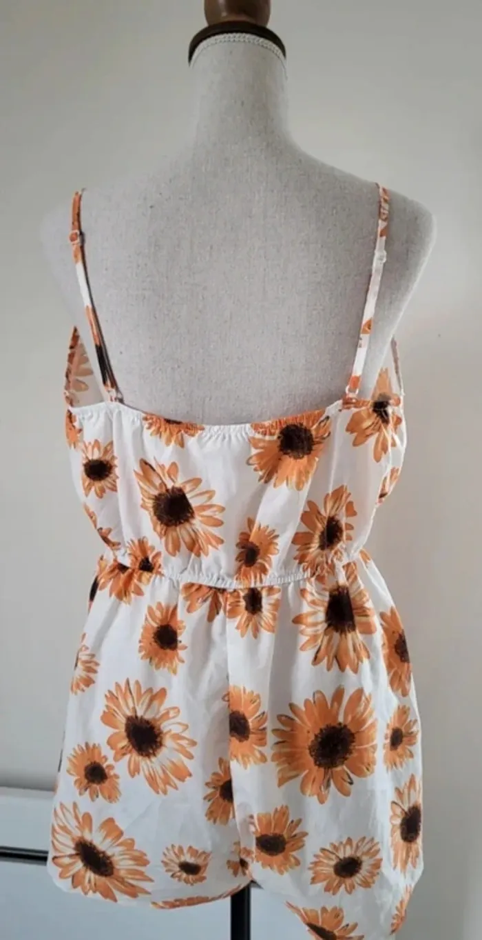 Combi short imprimé tournesols jaune orange Shein Taille XL ou 42 - photo numéro 2