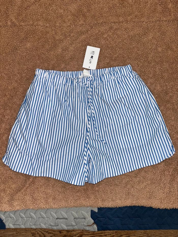 Short en coton avec cordon de serrage, imprimé marinière - photo numéro 3