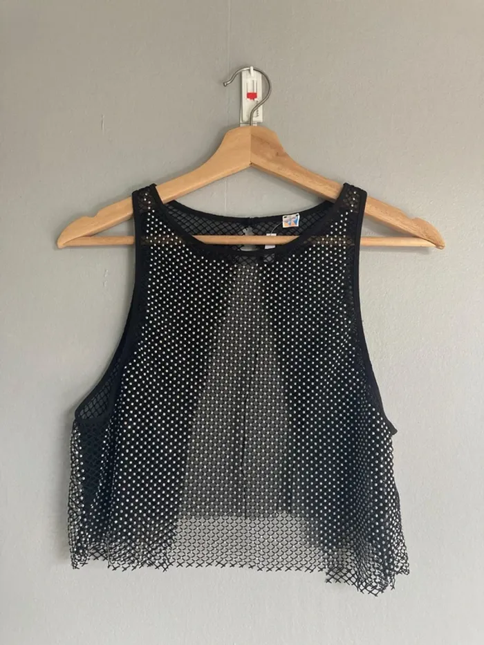 Top crop filet strassé Etam S – Dos ouvert – Neuf avec étiquette – Soirée glamour