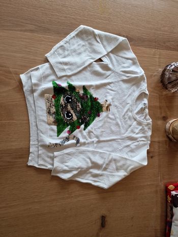 Pull noel à sequins réversible 6 ans