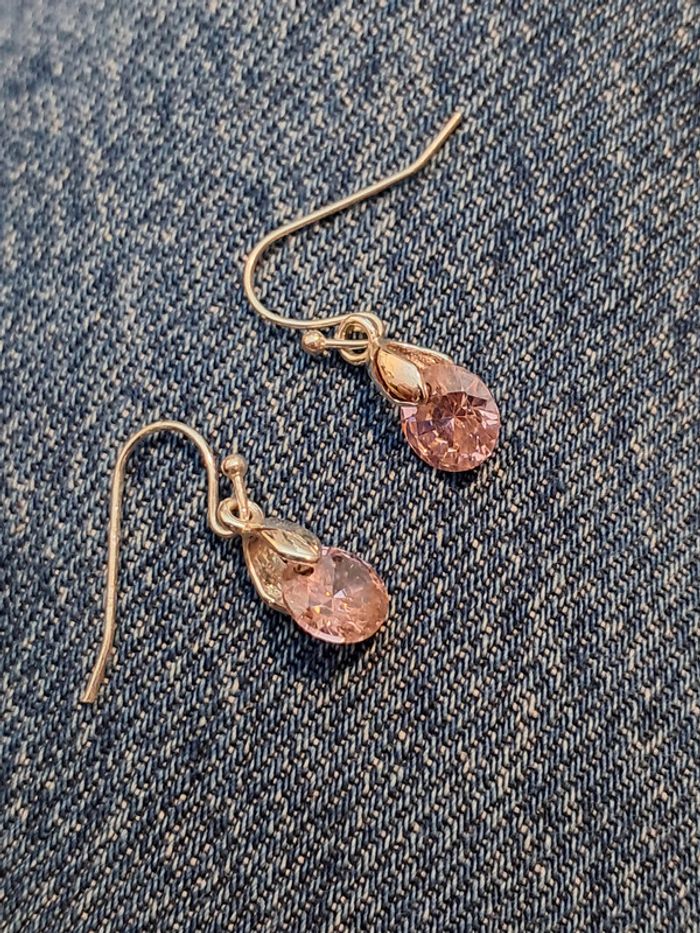 Boucles d oreilles cristal rose - photo numéro 2