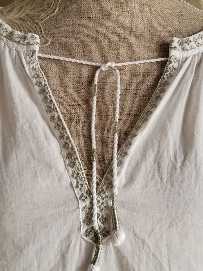 Blouse bohème blanche et broderies argentées Noa Noa - 100% coton - photo numéro 3