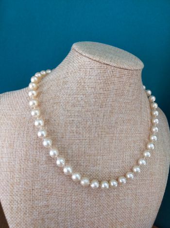 Collier perles nacrées imitation – vintage classique 40 cm – fermoir rond