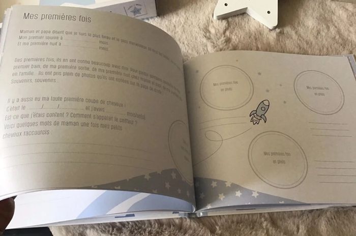 Magnifique coffret livre de naissance et veilleuse étoile en bois (0124) - photo numéro 12