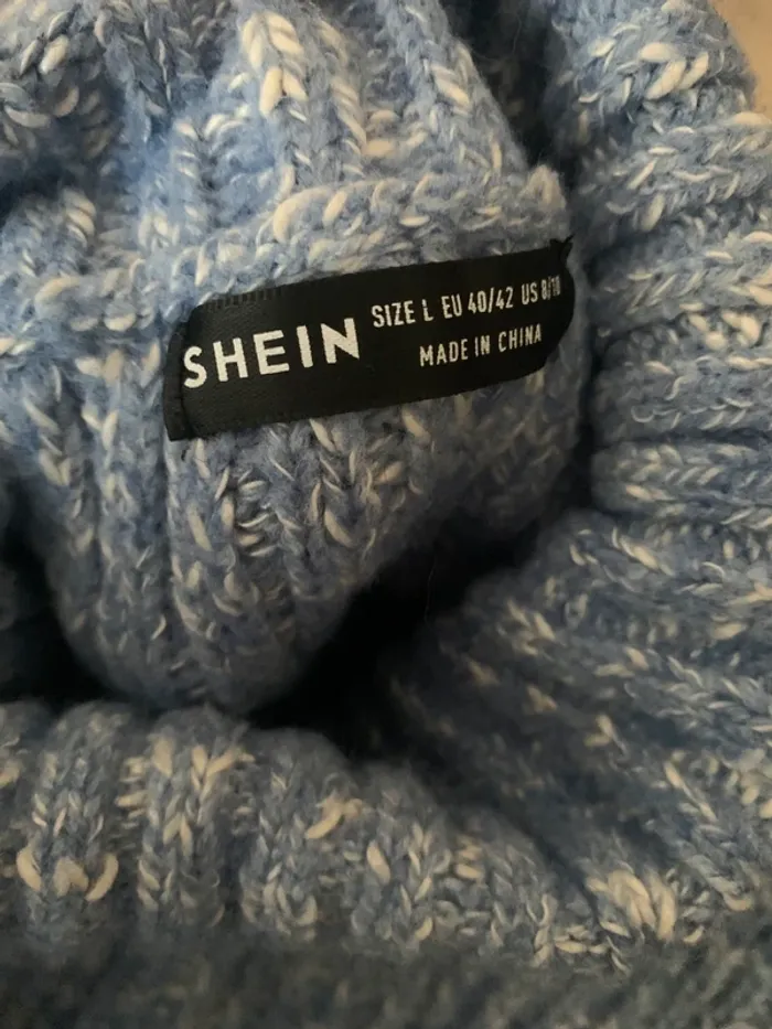 Robe SHEIN bleu ciel col roulé taille L épaule dénudé - photo numéro 8
