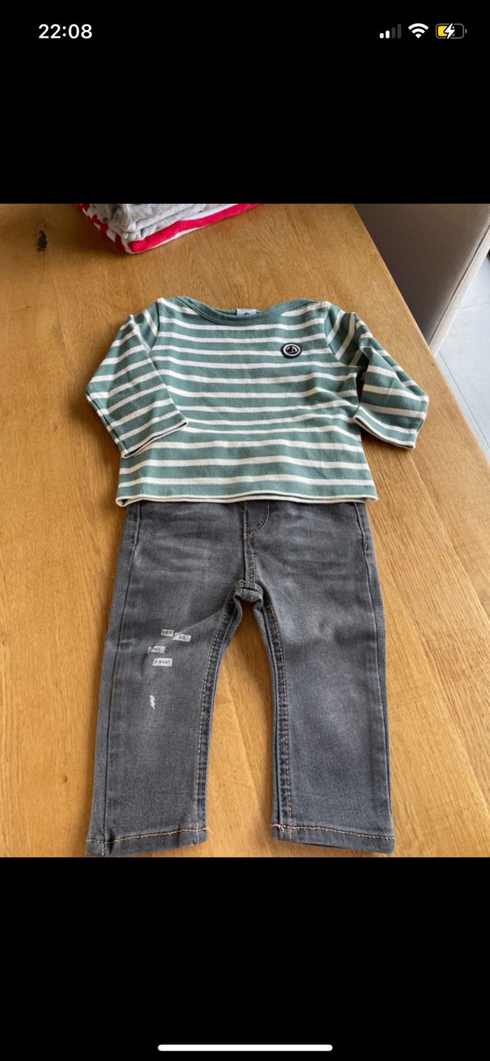 Ensemble jean et marinière petit bateau et ikks