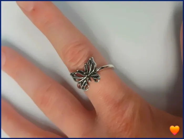 Bague papillon tendance femme argenté acier inoxydable - photo numéro 2