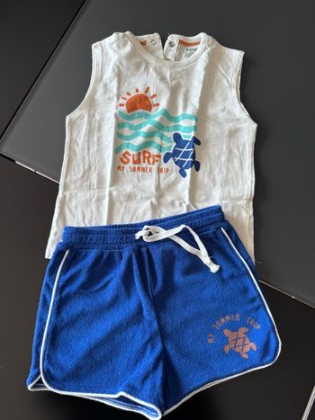 Ensemble été plage 24 mois bleu marine