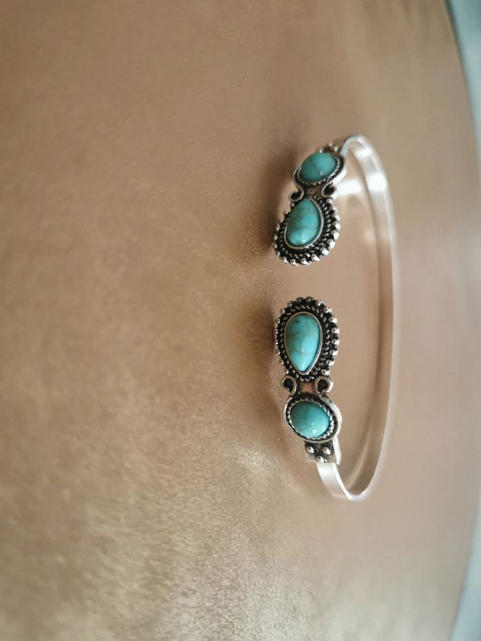 Bracelet style country cowboy turquoise - photo numéro 2