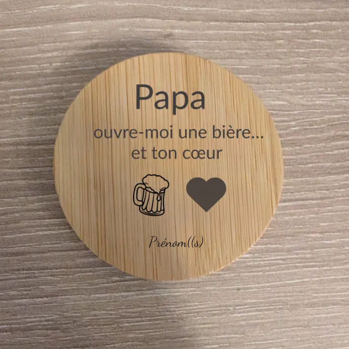 Décapsuleur en bois gravé – Collection spéciale Papa personnalisable - photo numéro 4