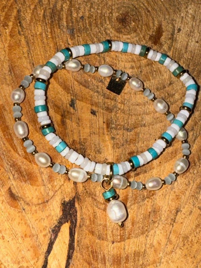 Double bracelets  réglable marque somini perles naturelles et eaux douces - photo numéro 3