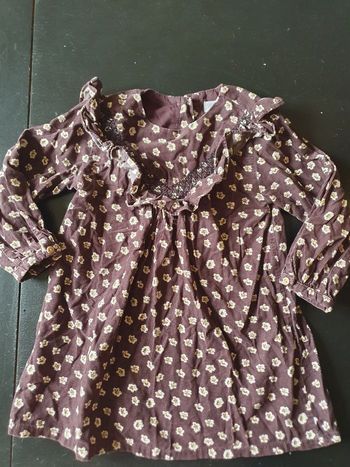 Robe velours fleurie volants 3/4ans