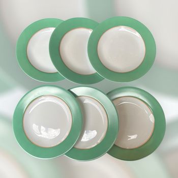 6 assiettes à dessert vintage Arcopal Celestia vert