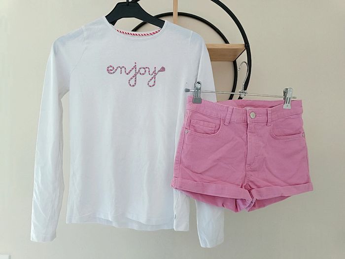 12 12 ans ensemble teeshirt Okaïdi et short h&m