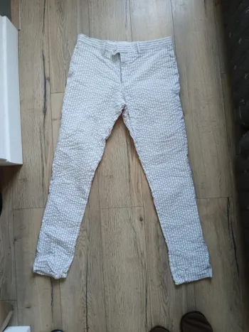 Pantalon léger uomo beige rayé blanc 42