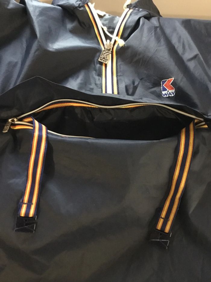 Coupe-vent 1/4zip à capuche pour homme Kway bleu marine fabriqué au Canada taille L 079 - photo numéro 11