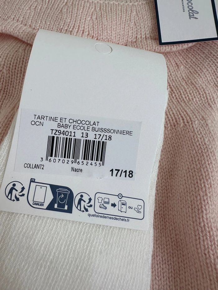 Robe en maille rose poudré et paire de collant tartine et chocolat taille 6 mois - photo numéro 7