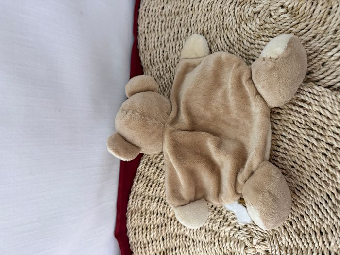 DOUDOU PLAT ARRONDI NICOTOY SIMBA OURS BASTIEN ECRU MARRON BEIGE CROIX - photo numéro 3