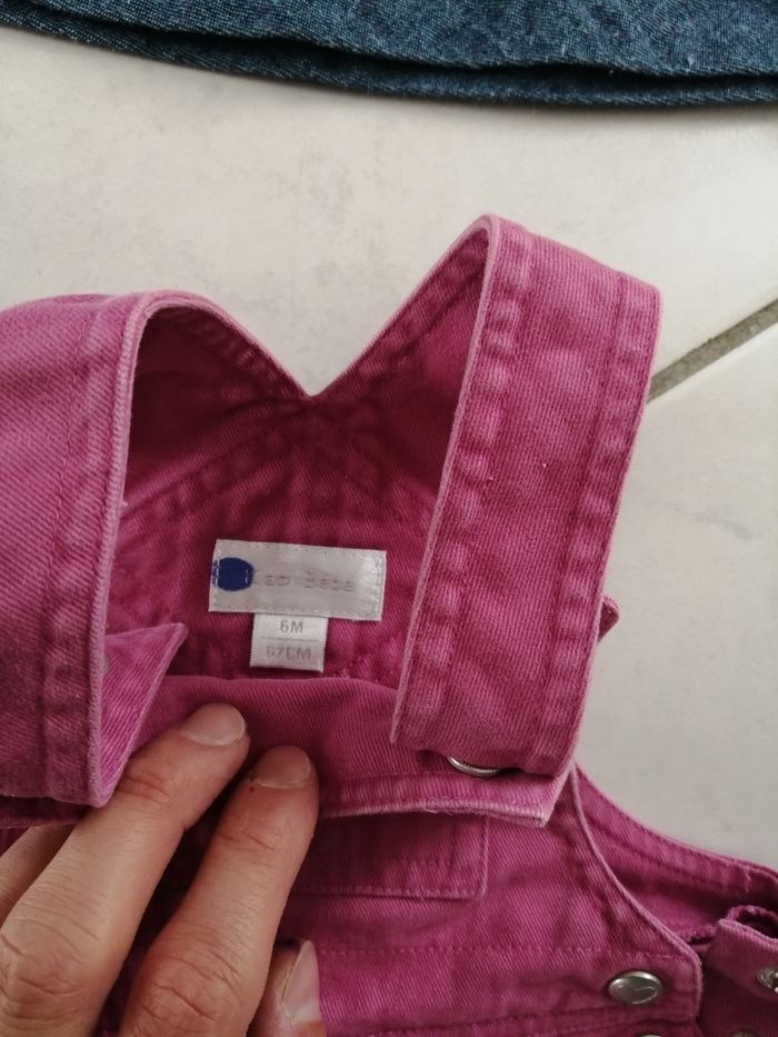 Lot de deux robe en jean file rose et bleu marine 6 mois - photo numéro 2